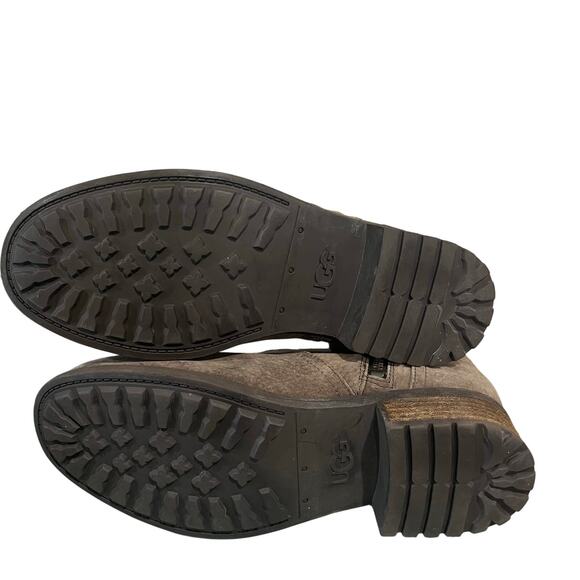 UGG AUSTRALIA BLAYRE II SUEDE Side Zip Sheepskin Lined Booties Womens Sz 8 - Picture 3 of 9